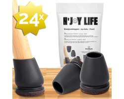 N'JOY LIFE - 24x Premium Stoelpoot beschermers Flexibel - Stoelpootdoppen 14-21 mm voor Ronde Stoelpoten - Rond 14-21mm - Anti-Kras Vilt - Vloerbescherming - Vloer Bescherming - 14/15/16/17/18/19/20/21 mm