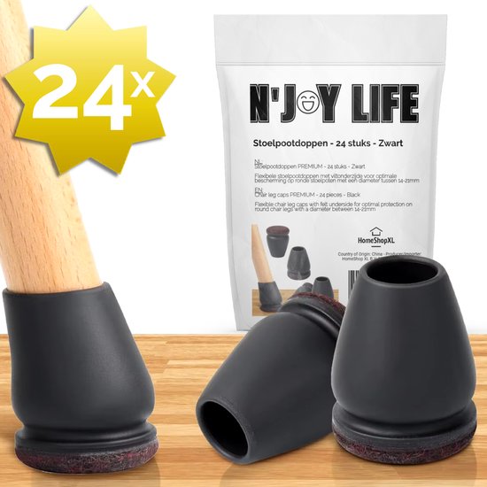 N’JOY LIFE – 24x Premium Stoelpoot beschermers Flexibel