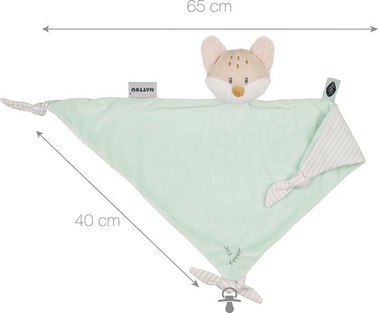 Nattou FLO, ERNEST & OLI Maxi Knuffeldoekje - Vos - 62 cm - Munt Groen van Nattou — afbeelding 2