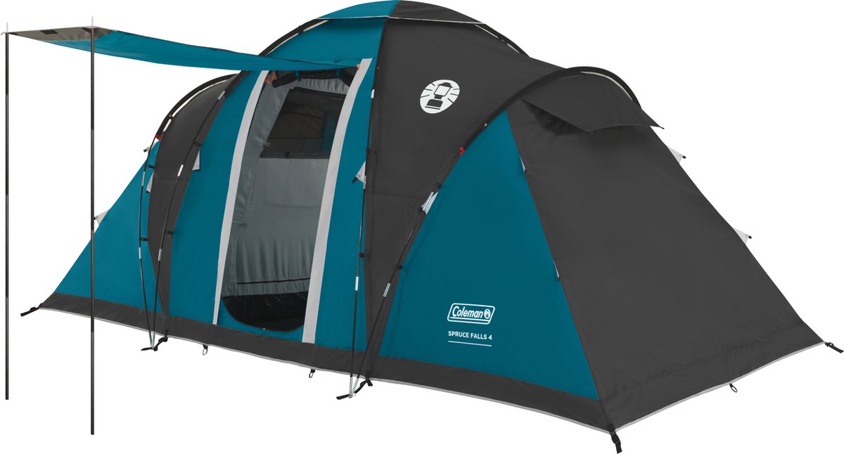 Coleman Spruce Falls 4 familietent – 4 persoons tent – 2 meter stahoogte – waterdicht en lichtgewicht – blauw/zwart – foto 2