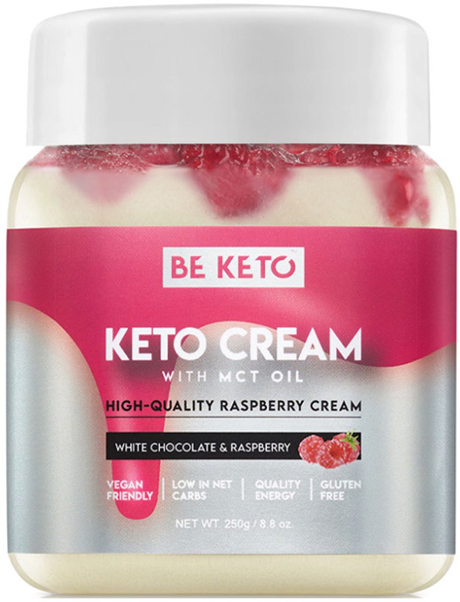 Goedkoopste Be Keto | Keto Cream | White Chocolate & Raspberry MCT | 1 x 250 gram