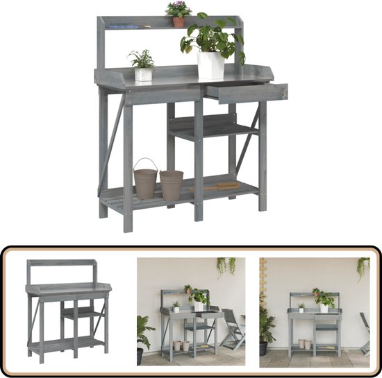 vidaXL-Oppotbank-met-schappen-massief-vurenhout-grijs