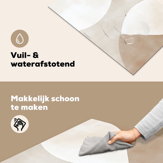 KitchenYeah® Protection plaque induction 74x48 cm - Marron - Japandi - Abstrait - Beige - Protege plaque de cuisson - Couvre plaque induction - Protecteur d'induction - Cuisine