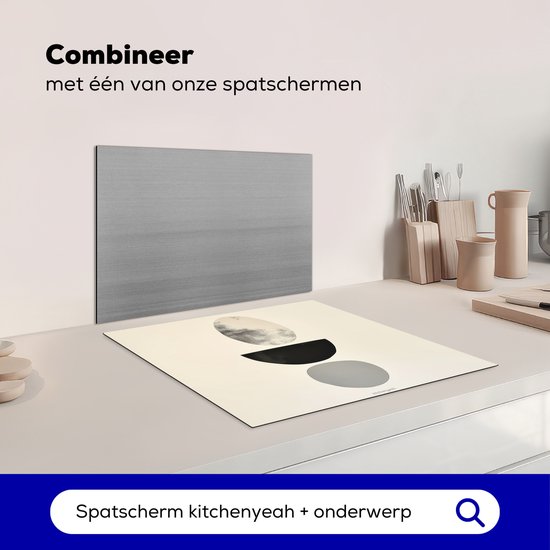 KitchenYeah® Inductie beschermer 59x52 cm - Beige - Japandi - Wabi sabi - Kookplaataccessoires - Afdekplaat voor kookplaat - Inductiebeschermer - Inductiemat - Inductieplaat mat - Keuken decoratie