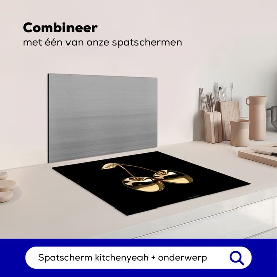 KitchenYeah® Protection plaque induction 60x52 cm - Cerisier - Noir - Or - Chrome - Protege plaque de cuisson - Couvre plaque induction - Protecteur d'induction - Cuisine