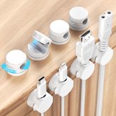 CableMate® Support de câbles magnétique rotatif 6 pièces - Wit - Organiseur de câbles - Auto-adhésif - Organiseur de bureau
