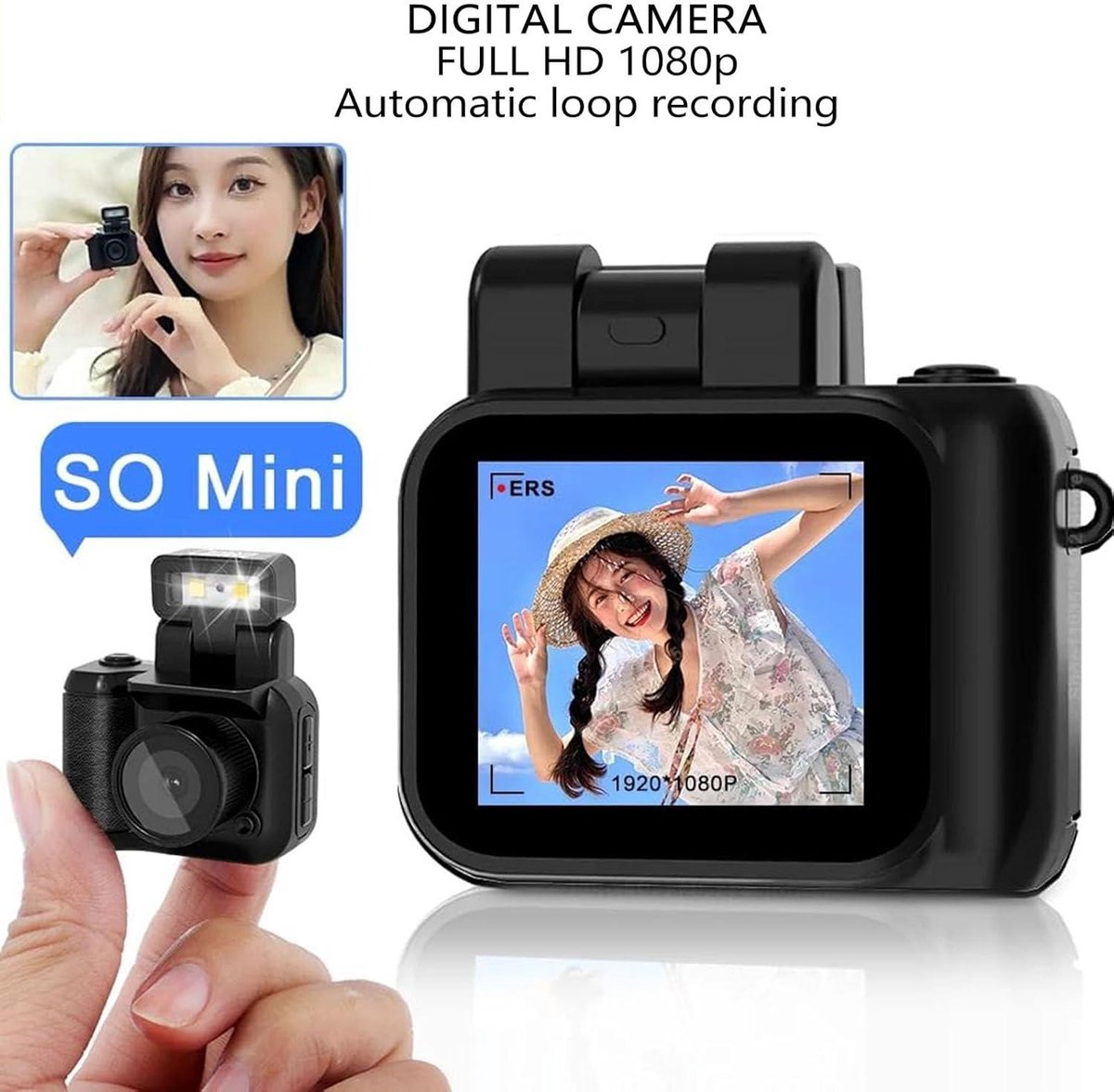 Nicamery Digitale camera 44 MP 1080p HD fotocamera met 32 GB