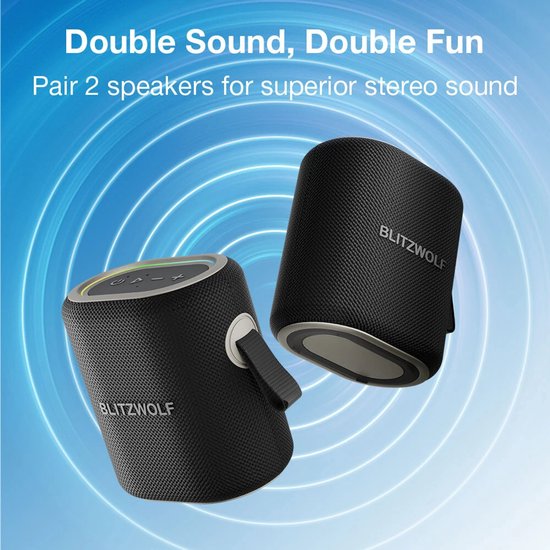 BlitzWolf Speaker - Draadloze Bluetooth Soundbar - Draagbare PC Speaker - TWS Stereo - Luidspreker - RGB Draadloze Bluetooth Speaker voor Buiten - 10W - Zwart — afbeelding 3