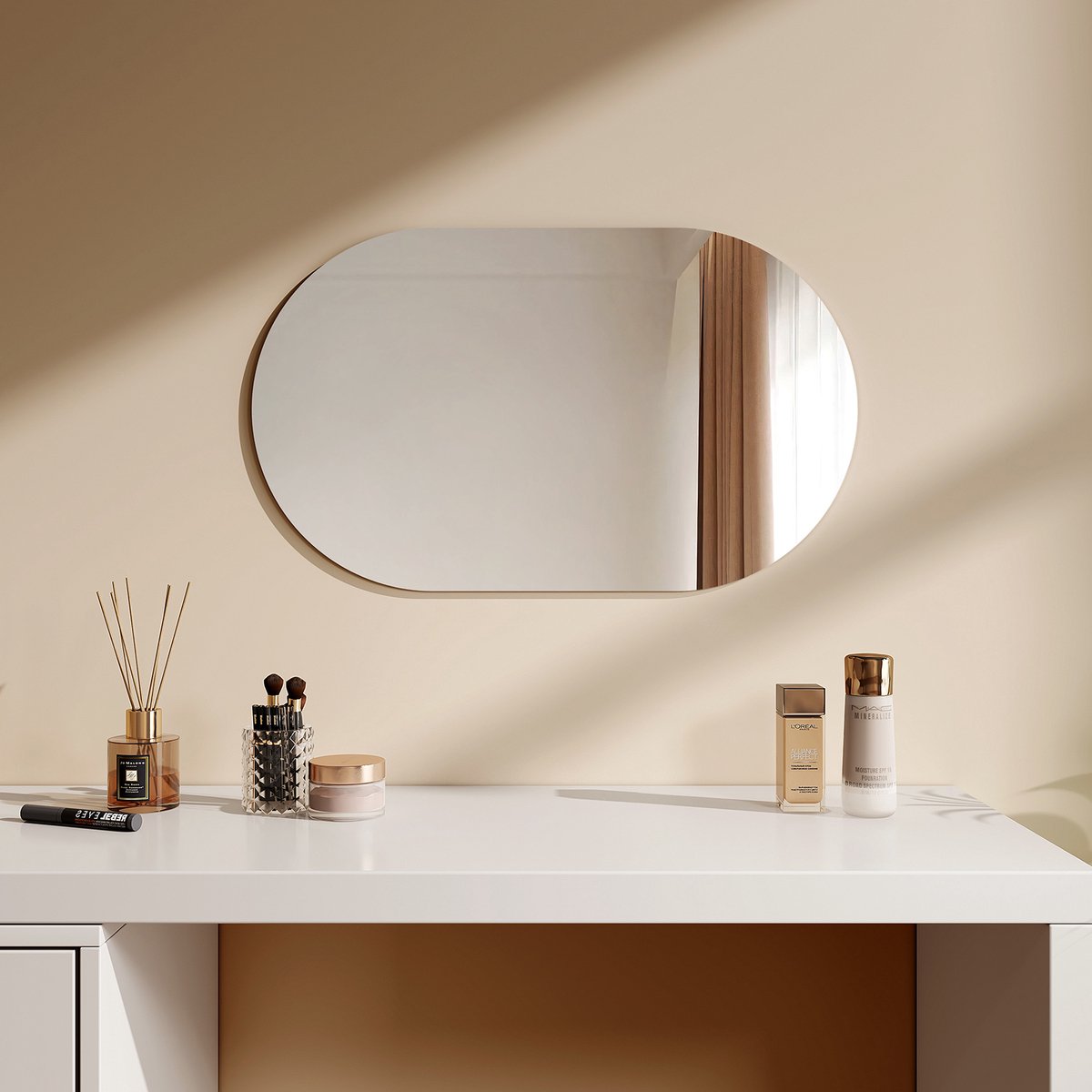 EMKE Spiegel - Ovale Spiegel Mordern - 40x70 cm - met Veiligheidsfolie - Randloze Wandspiegel - Wall Mirror Zilver