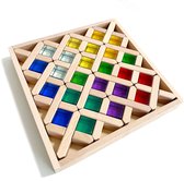 24 transparante acrylblokken+16 houten PLUS X-bouwblokken met obergbox|lucent cubes|gems|openend play|montessori|licht tafel|regenboog|transparent