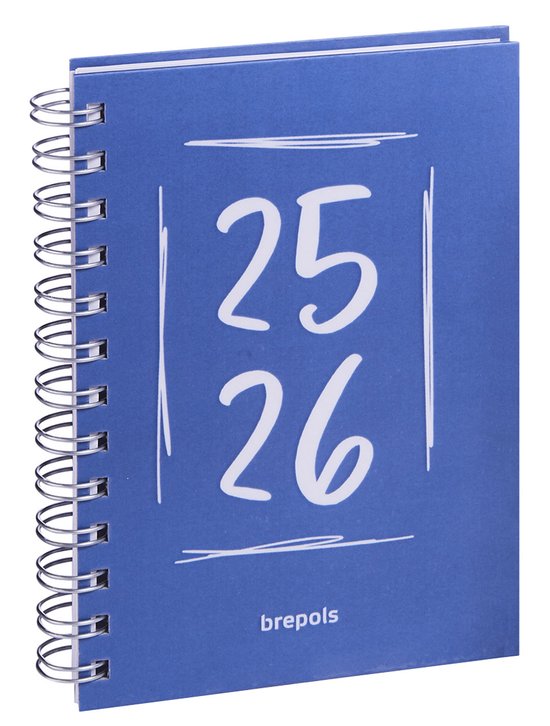 Brepols agenda 2025-2026 - DOODLE DASH - Schoolagenda - 1 dag per pagina - Wire-O - Dagoverzicht - Blauw - 11.5 x 16.9 cm