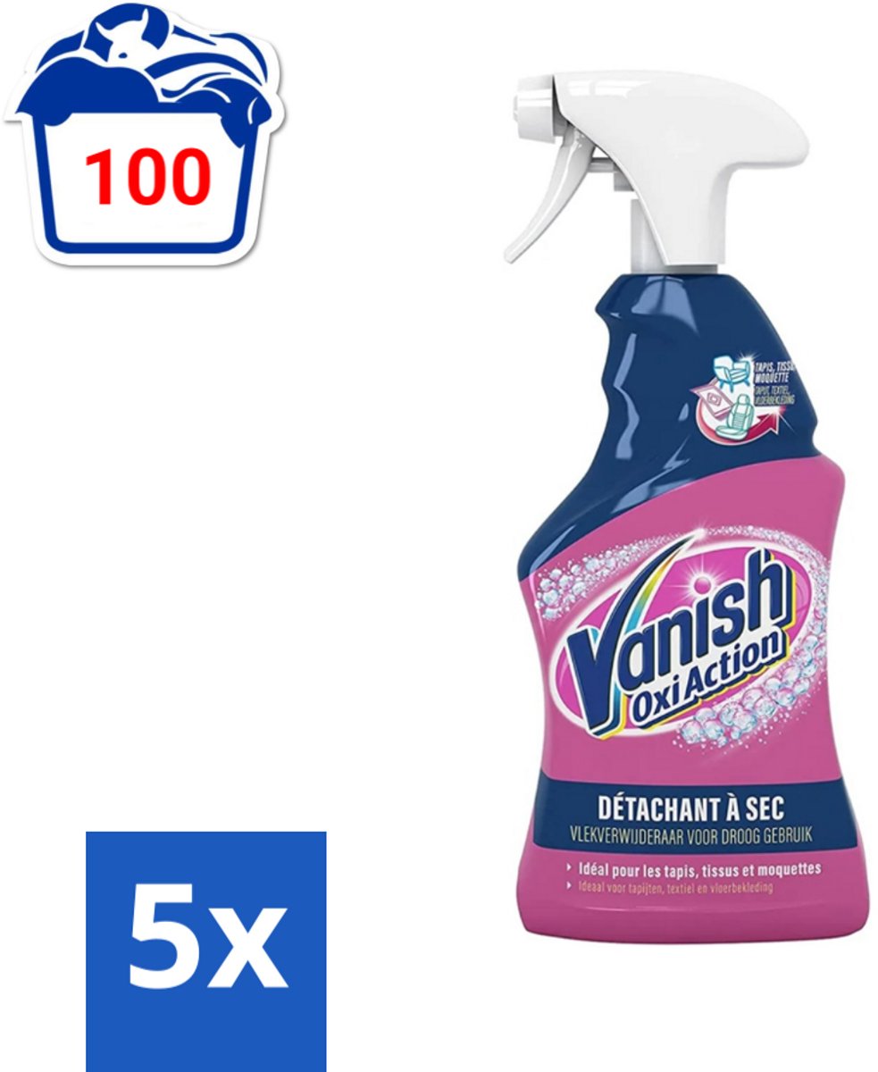 5 x Vanish Oxi Action - Vlekkenverwijderaar Spray - Voor Tapijt. Textiel & Vloerbekleding - 500 ml - Vlekkenverwijderaar - Tapijt Reinigen - Textiel Reinigen - Vlekken Verwijderen - Vlekken Op Kleding