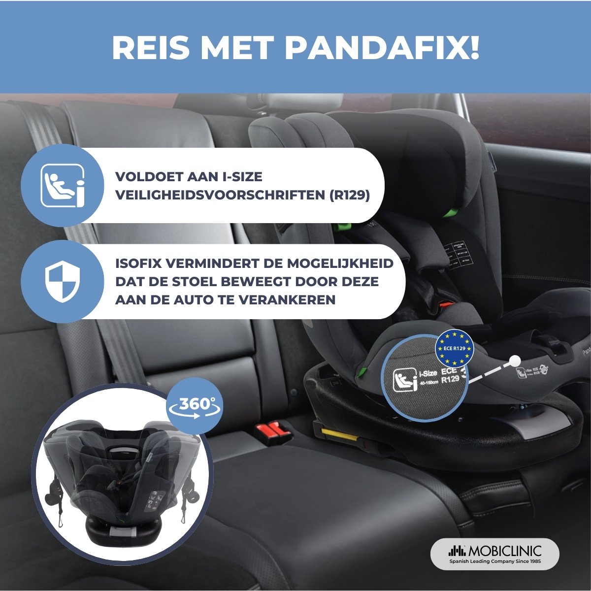 Mobiclinic Pandafix - 360° draaibare autostoel met Isofix thumbnail 3
