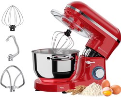 KitchenBrothers 2000W Keukenmachine - Keukenrobot - 6,2L - Mixer met Mengkom - Keukenmixer - BPA-vrij - Rood