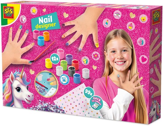 SES Creative 14729 Eenhoorn Nagel Ontwerper - Knutselset voor Kinderen vanaf 6 Jaar - Inclusief nagellak en glitterstenen - Perfect voor creatieve nagelontwerpen