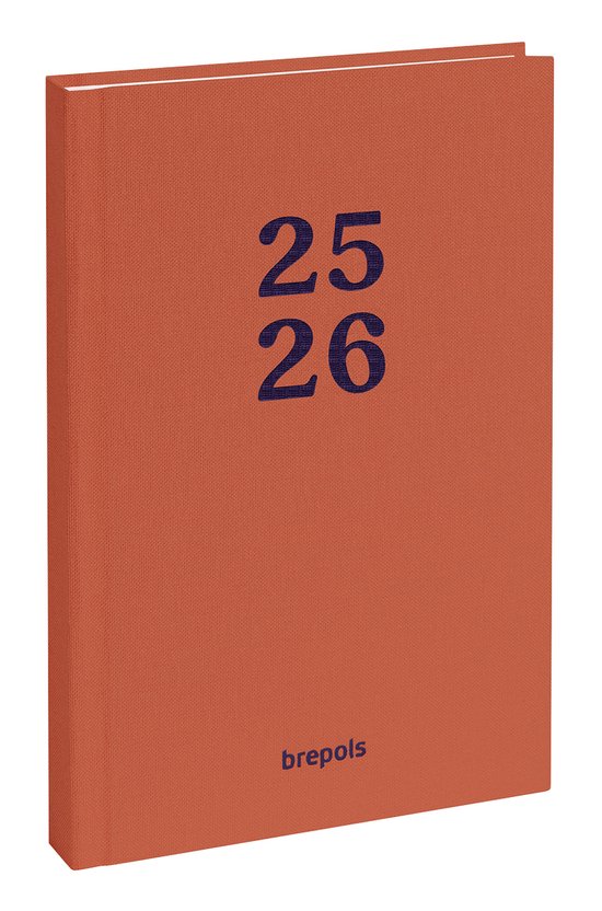 Agenda scolaire Brepols 2025-2026 - RAINBOW - 1 jour par page - Couverture en lin - Aperçu des jours - Oranje - 11,5 x 16,9 cm