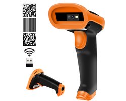 Barcode Scanner - Draadloos - Handscanner voor 1D Barcodes & 2D QR Codes - Plug & Play - Scannen van Papier en van Beeldscherm - Staza