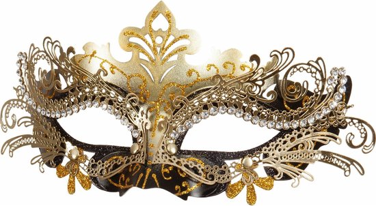 Verkleed gezichtsmasker Venetiaans - zwart/goud - dames - Carnaval/gemaskerd bal