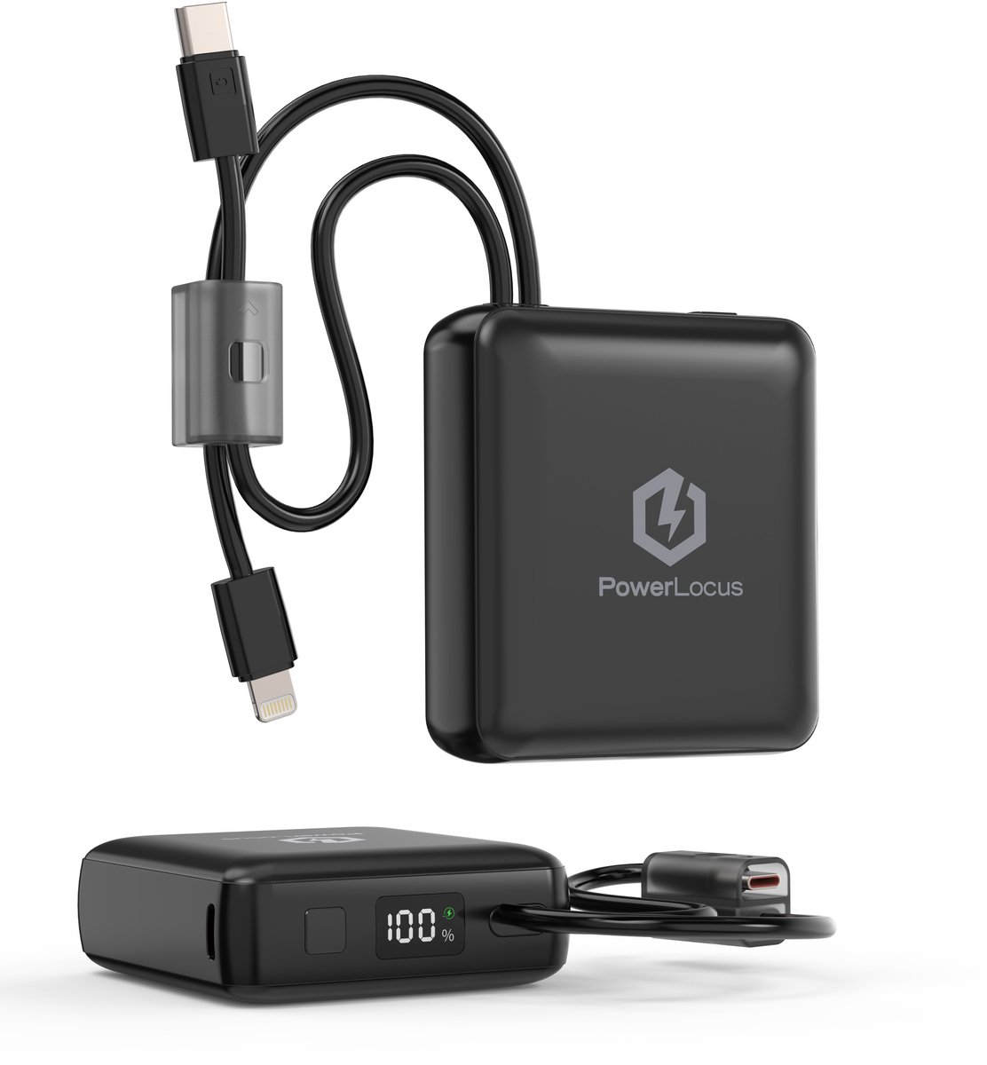PowerLocus Powerbank 10000mAh met Ingebouwde Oplaadkabels - PowerLocus - €24,99