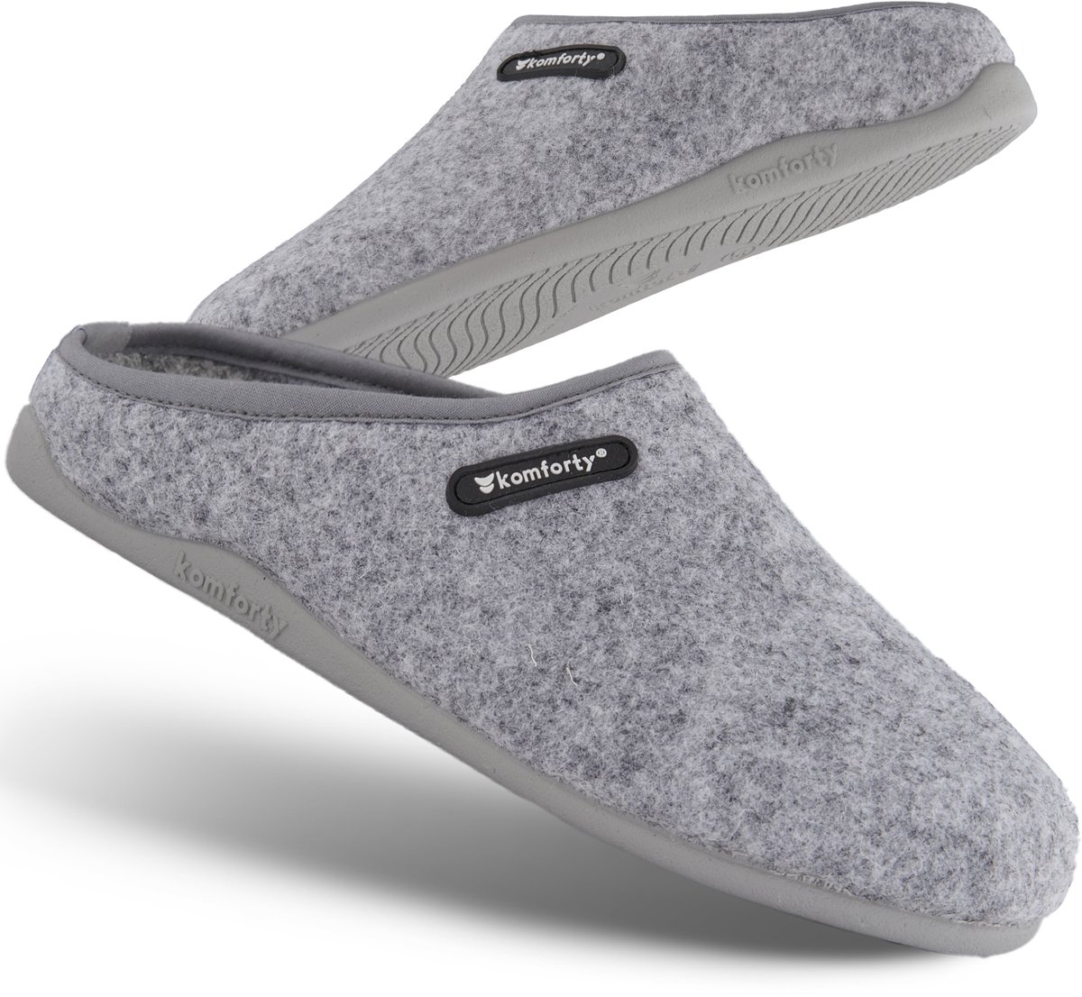 Komforty Pantoffels | Grijs | Maat 41 | Duurzaam | Antislip | Unisex | Topkwaliteit Sloffen van Italiaans wol | Uitneembare traag schuim zool