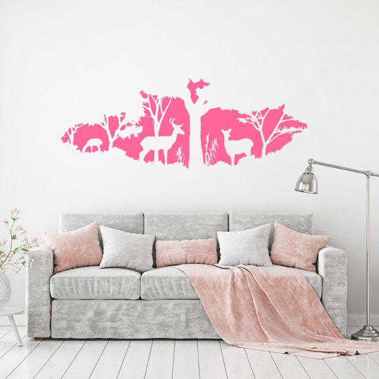 Muursticker Deer In The Forest - Jaune - 120 x 43 cm - Salon chambre bébé et chambre d'enfant - Muursticker4Sale
