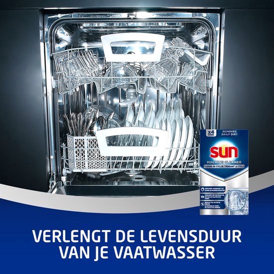 Sun - Cleaner pour machine - In-Wash - Nettoyant pour lave-vaisselle - 4 lavages - Pack économique - 6 pièces