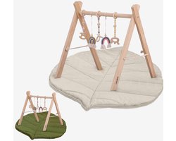 Babygym incl. 5 speeltjes & DUBBELZIJDIGE Speelmat – Babygym hout – Stevige & Veilige constructie – vanaf 0+ maand