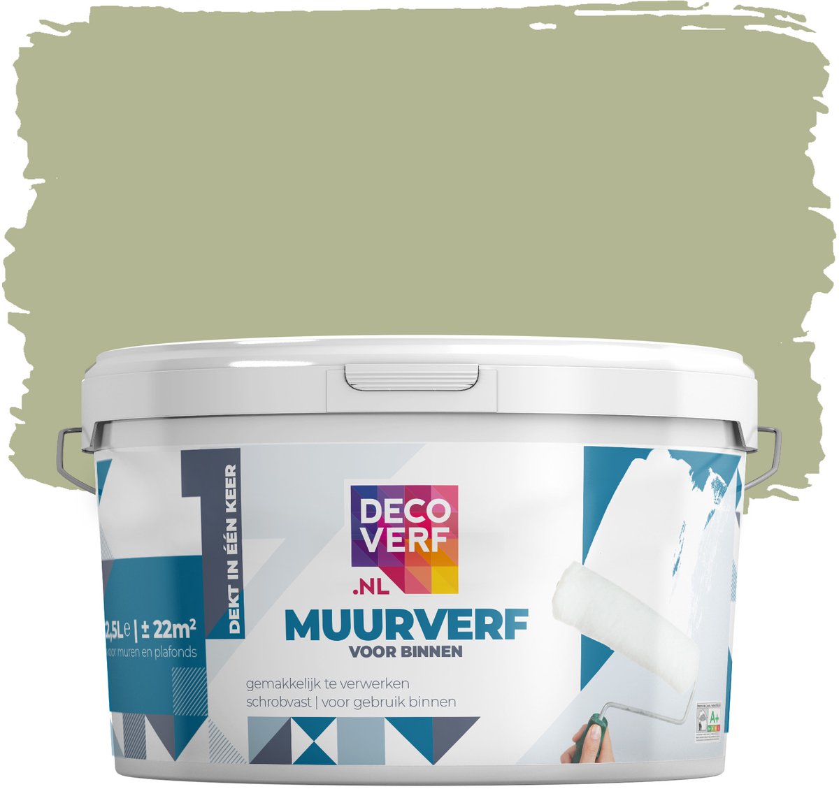 Decoverf muurverf mat lindegroen, 2.5L