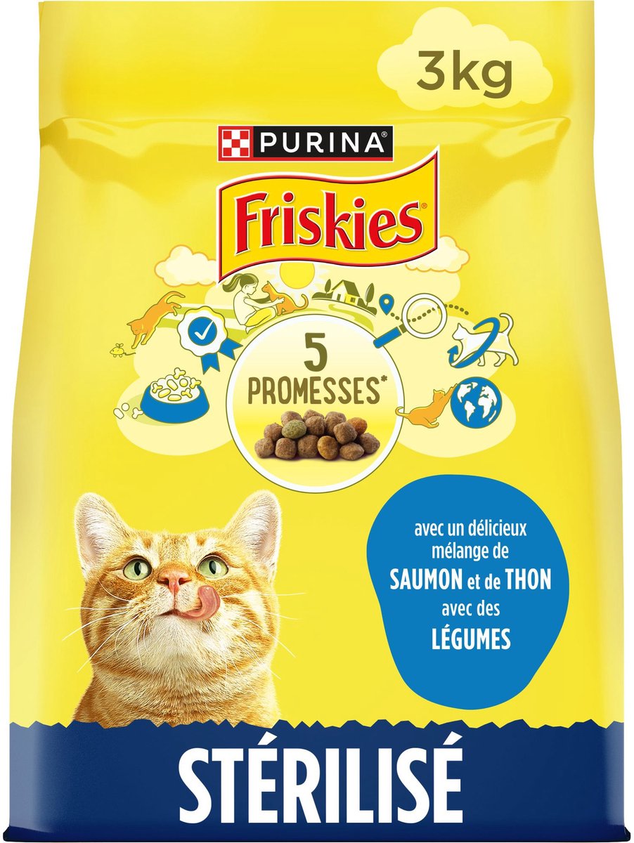Purina Friskies droogvoer voor katten - zalm, tonijn & groenten - kattenbrokken voor gesteriliseerde katten - 3000g