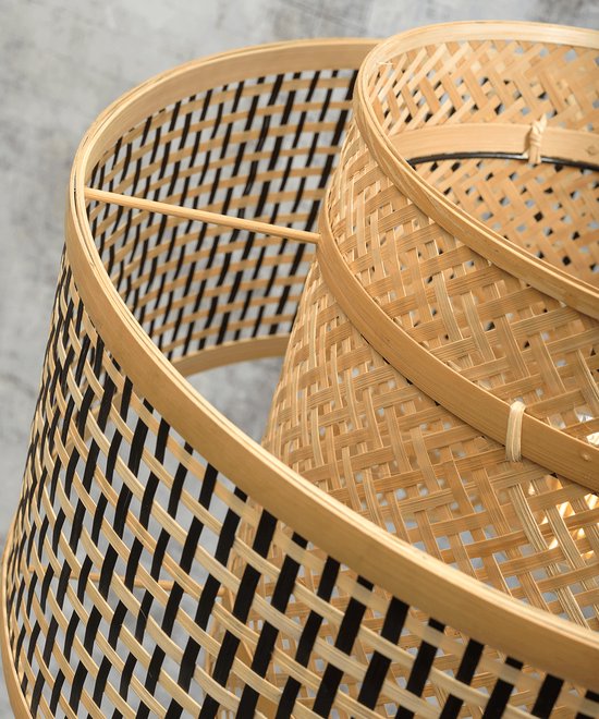 GOOD&MOJO Lampadaire Bhutan - Bamboe Zwart/ Naturel - 55x31x150cm - - Lampadaire Salon - Chambre