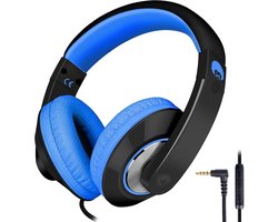 StayPowered Kinderkoptelefoon - Perfect Geluid & Ultiem Comfort - Verstelbaar - HD Microfoon - Kraakhelder Stereo - Zachte Oorkussens - Duurzame Kabel - 3.5mm Jack - Blauw/Zwart - Levering Sneller dan Aangegeven!