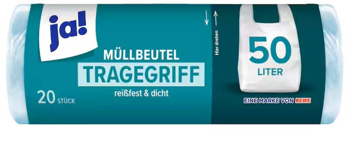Ja!® | 4 x 20 pedaalemmerzakken | 50 liter | met handvatten | 60x72cm | Transparant