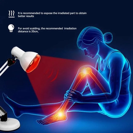 RM Store® - Lampe de Massage - Lampe infrarouge - Thérapie par lumière rouge - Maux de dos - Arthrite - Corps entier - Wit - 14 x 13 cm.