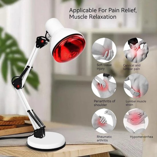 RM Store® - Lampe de Massage - Lampe infrarouge - Thérapie par lumière rouge - Maux de dos - Arthrite - Corps entier - Wit - 14 x 13 cm.