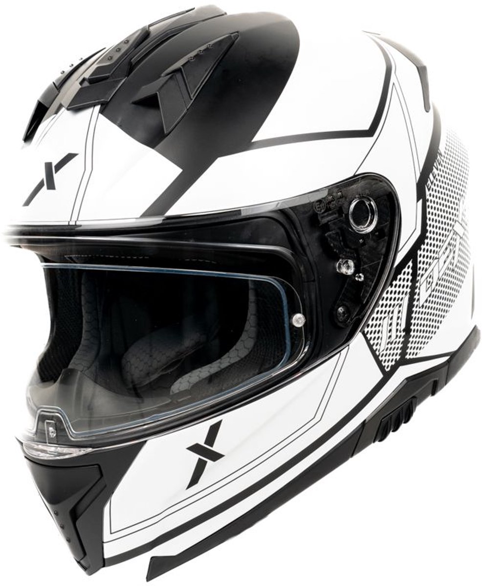 Motor Integraal Helm ELEVEN NAPIO Zwart/Wit XL van MOTOBLOUZ