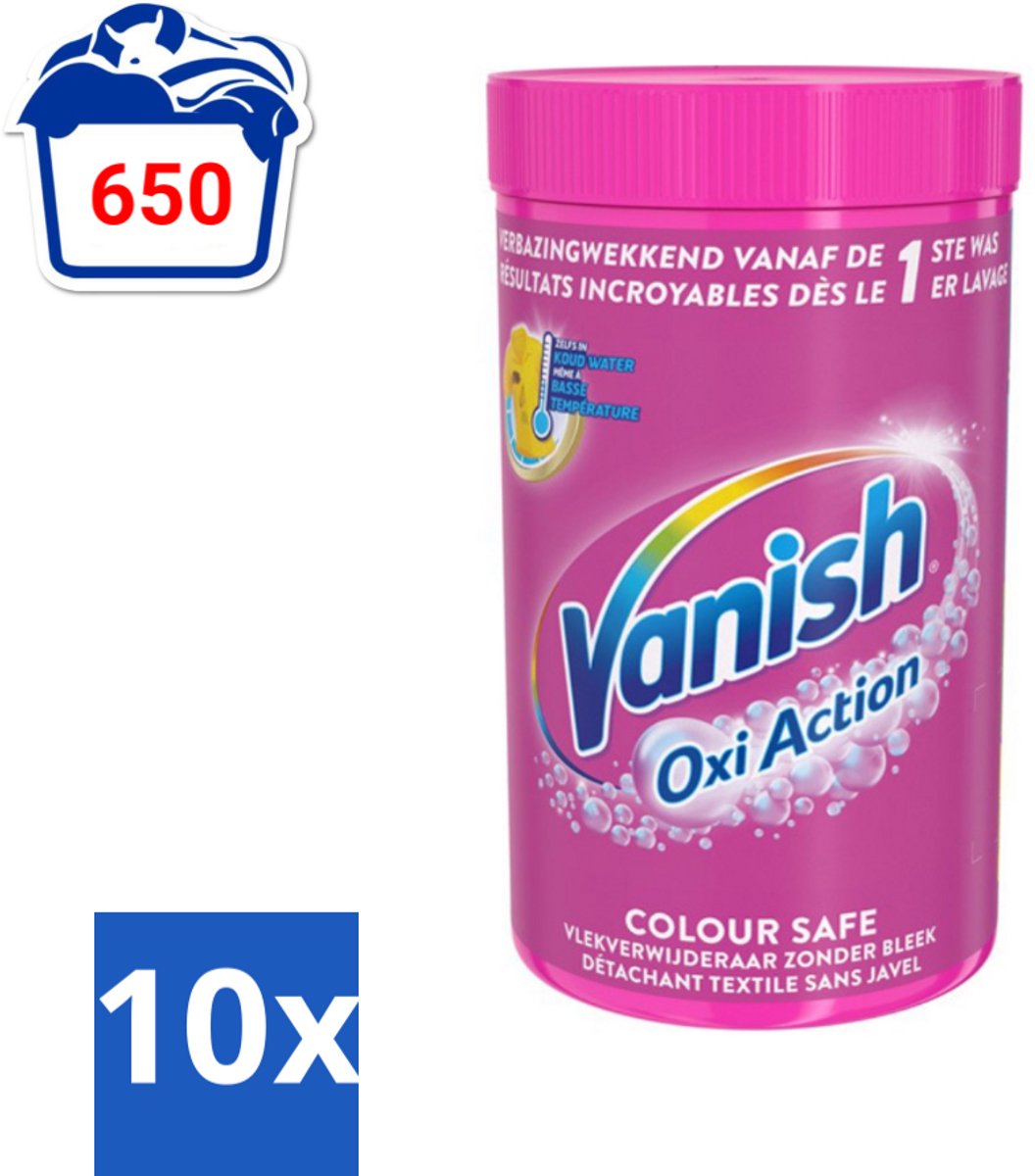 10 x Vanish Oxi Action - Veilige Kleur - Vlekkenverwijderaar Poeder - Zonder Bleek - Gekleurde Was - 1.5 Kg - Vlekverwijderaar - Kleur Veilig - Wasmiddel - Poeder - Gekleurde Was