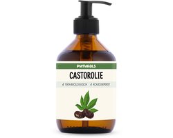 Puturals Castor Olie 100% Biologisch - 300ml - Koudgeperst en Hexaanvrij - Castor Olie als Wimperserum, Haarolie en Huidolie - Rijk aan Vitamine E en Ricinolzuur - Ricinusolie voor Packing - Bruine Glazen Fles + Pomp