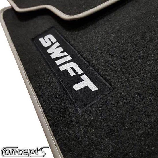 Tapis de voiture BasicLine FEUTRE AIGUILLE NOIR/BORD GRIS + EMBLEME Suzuki Swift NZ 1.2/1.3DDiS 09/2010-04/2017 + Swift NZ 1.6 Sport 01/2011-05/2018