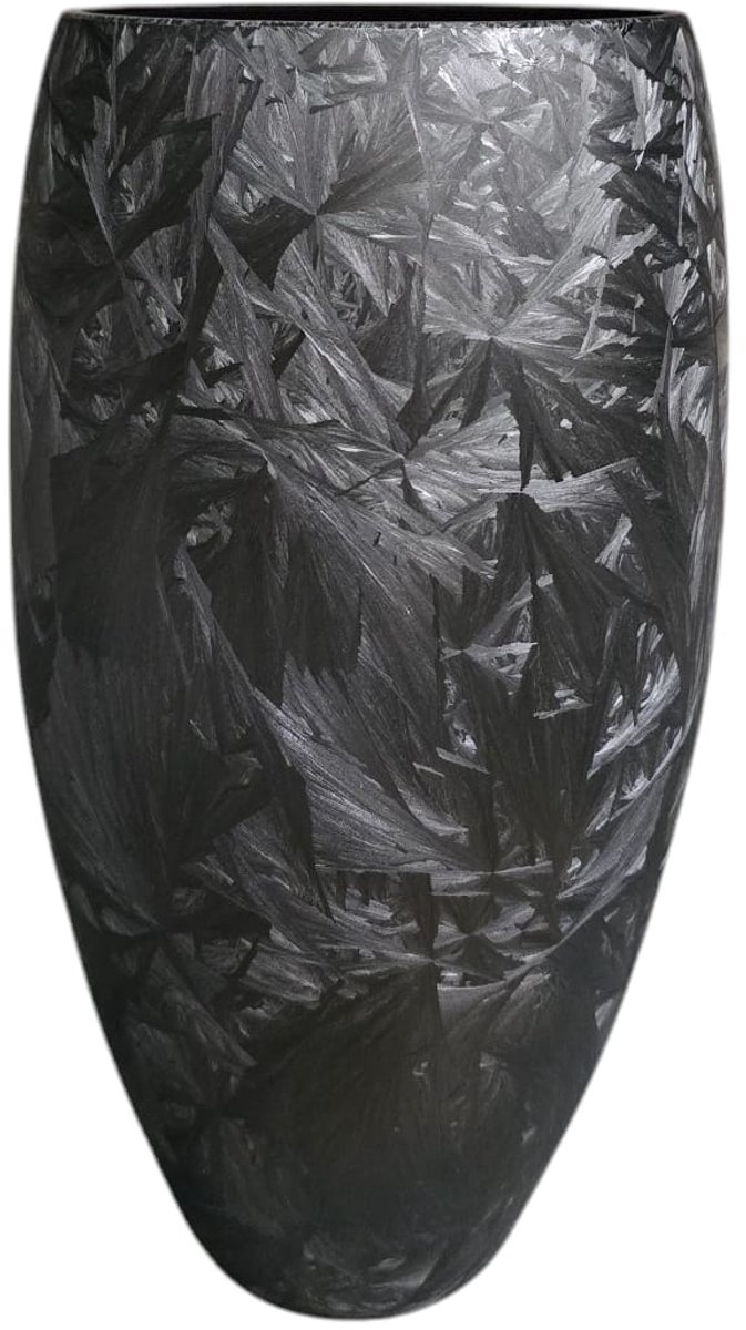 Terroso Handgemaakte Glazen Vaas – Zwart Marmerlook Design, 38 cm Hoog – Moderne Decoratie voor Woonkamer of Tafel Zwart Frost