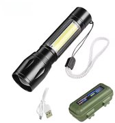 Bol.com Zaklamp - Mini Zaklamp - Led - Oplaadbare Zaklamp - Usb Opladen - High Power Bank - Camping - Met Case - Outdoor aanbieding