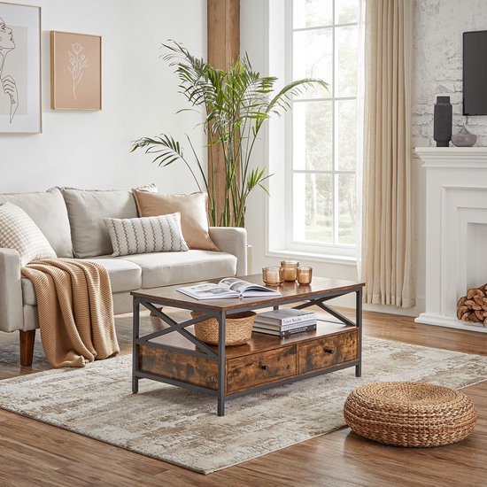 Relaxdays sidetable, 2 lades, bijzettafel hal, woonkamer, tafel in
