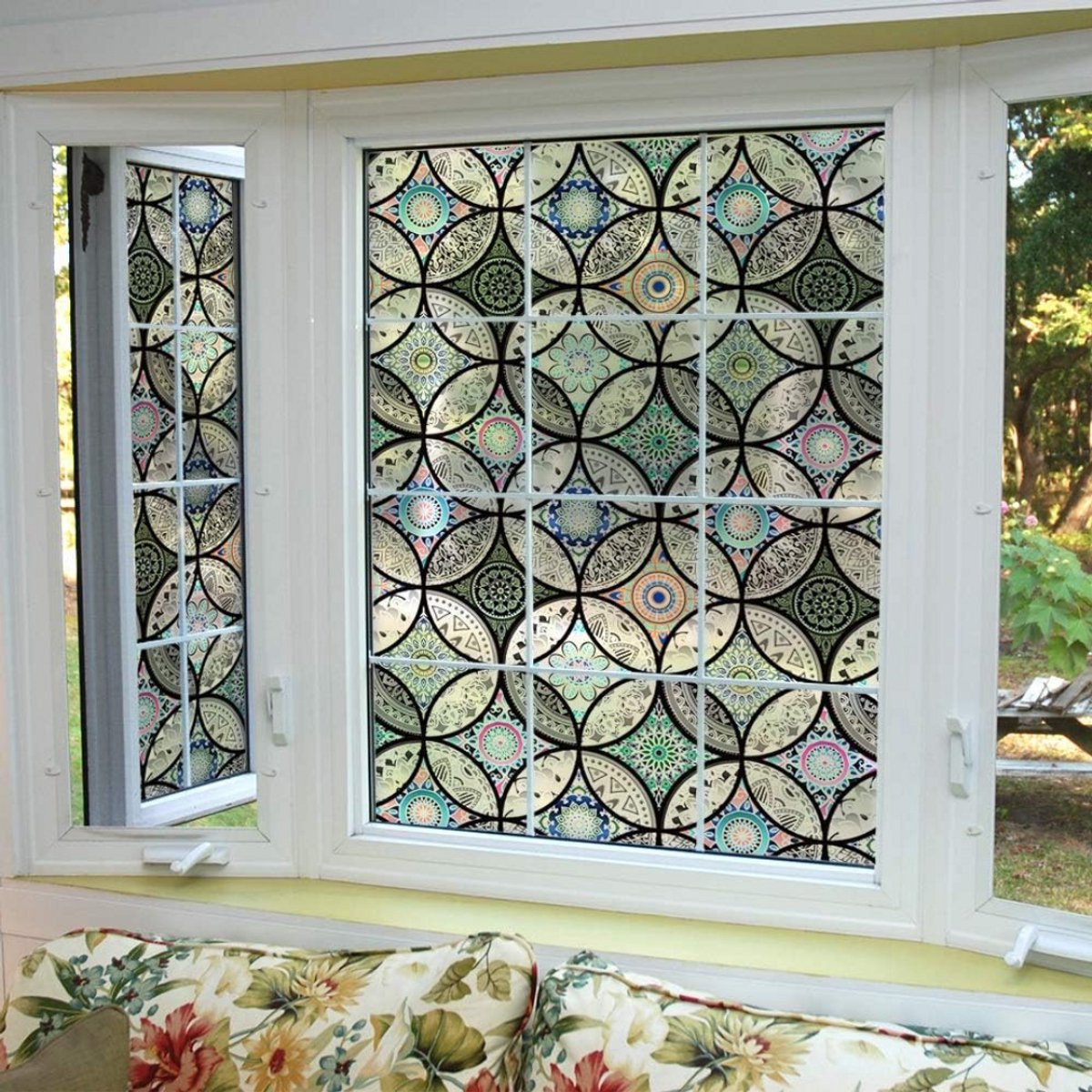 VELTRR® Raamfolie Glas in Lood - Zelfklevend - Antieke Look - Zwart