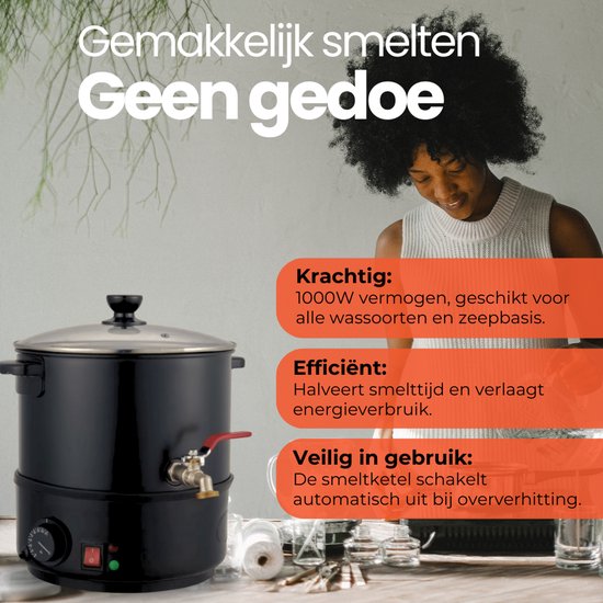 Brich Elektrische Waxsmelter Met Schenktuit - Complete Kaarsen Makenset Met 2 Warmtestanden