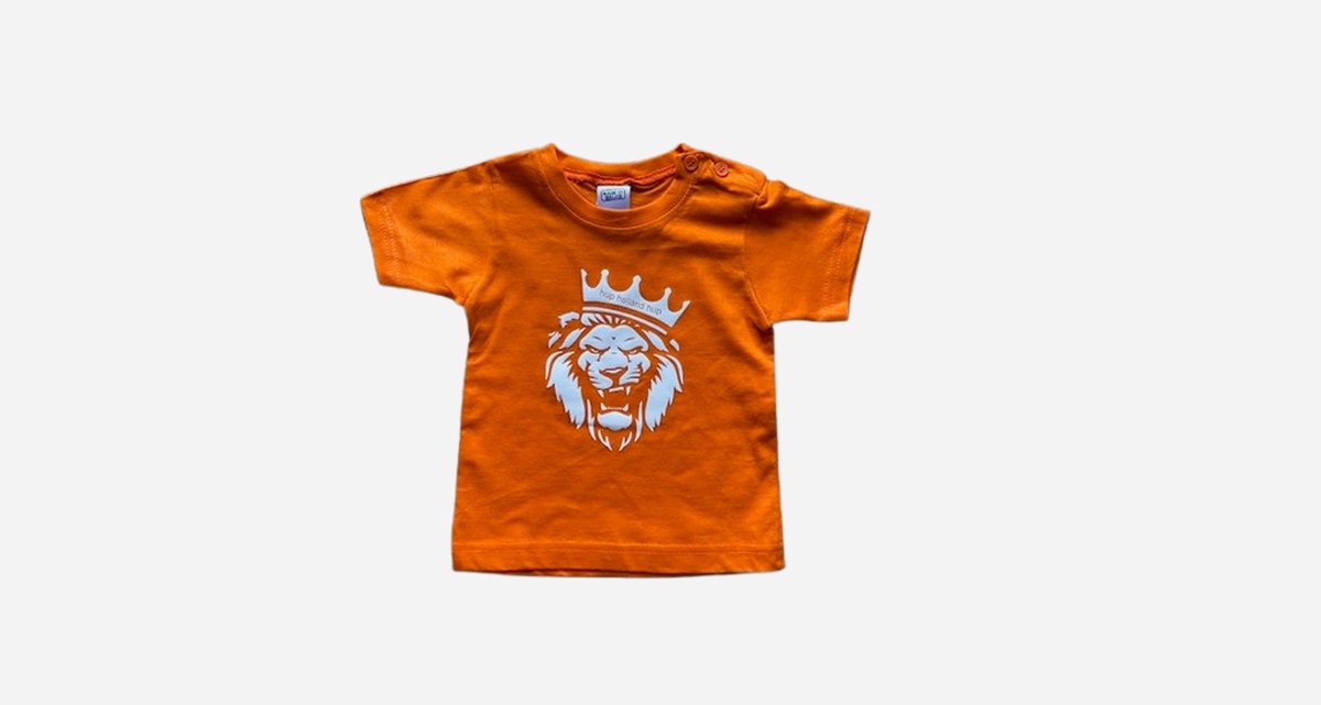 Baby shirt '' hup holland hup '' maat 80 oranje