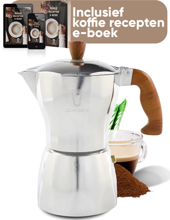 Leonomics Premium Percolator voor 6 Koffiekopjes – Aluminium Espressomaker – Koffiezetapparaat 300 mL