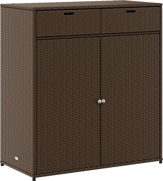 Abri de jardin The Living Store 105x55x113 cm en résine tressée marron - Armoire de rangement de jardin - Abri extérieur - Armoire de rangement extérieure - Coffre de jardin - Armoire en rotin