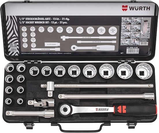 43-delige Socket Set Metrisch VEVOR Slagdoppenset 1/2 Inch 43-delig - Metrische Sockets 9-30 Mm, Standaard En Diep 6-punts Slagdop Set