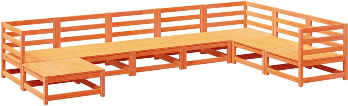 The Living Store 8-delige Loungeset massief grenenhout wasbruin - Tuin Lounge Set - Tuinset - Loungebank - Houten Bank - Outdoor Furniture