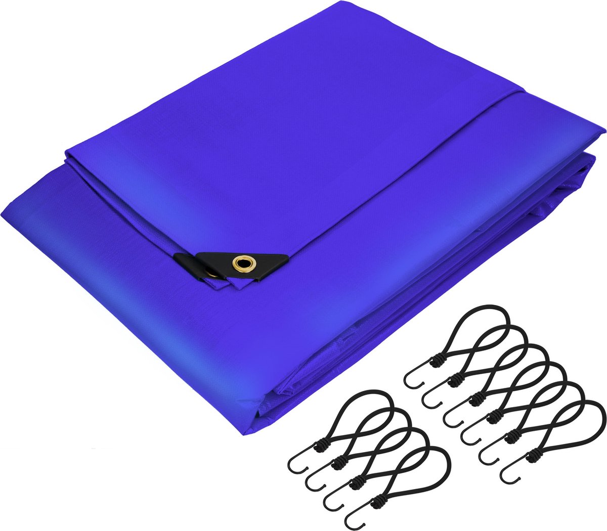 Dekzeil met ogen 5x8 m 650 g/m² met 10 elastische banden Blauw PVC