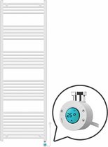 Bol.com Handdoekradiator Elektrisch met Digitale Thermostaat - Radiator Badkamer - 1800 × 600 mm - Mat wit - 900 Watt aanbieding